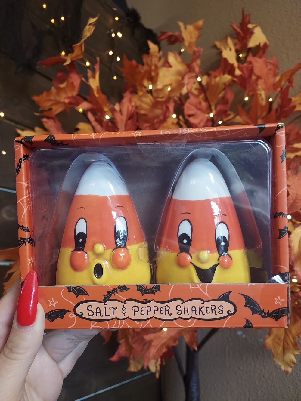 Candy Corn Salt & Pepper Shakers - Orange and Yellow Halloween Set